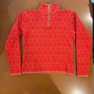 Vintage Neve Designs Zip 100% Wool Sweater Sz M Paisley Floral Design